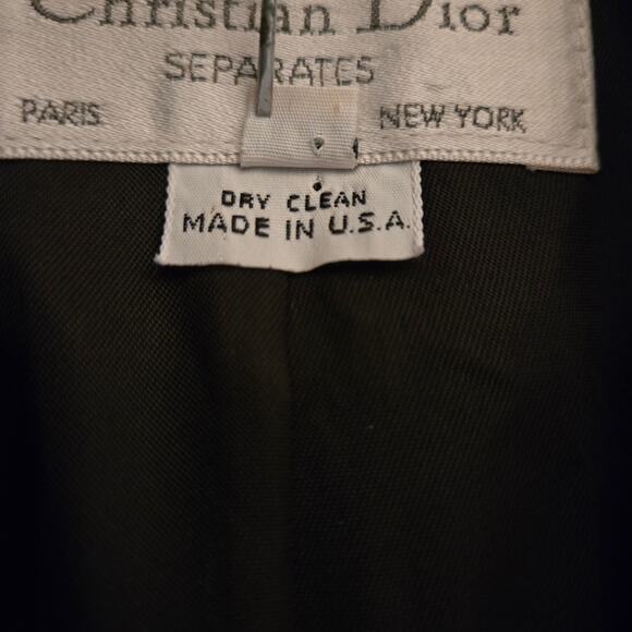 Vintage Christian Dior 80s Wool Blazer 6 Black White Dot Cropped Double Breasted - Picture 12 of 14